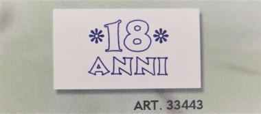 Bigliettini per bomboniera 18 Anni art. 33443 in conf. da 100 pezzi (impaginati su f.to A4)