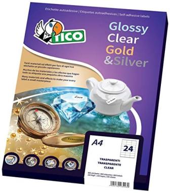 Etichette rotonde PC4-36 in poliestere trasparente lucido TICO PRESS CLEAR cf. di 100 fogli A4 - d.36 mm - 3500 etichette