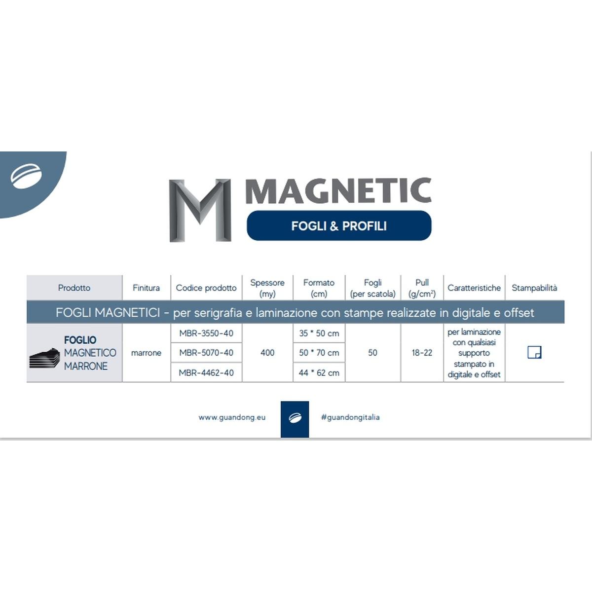 Cf. 50 Fogli MBR-4462-40 Magnetico Marrone Dimensioni 44x62 cm 400micron