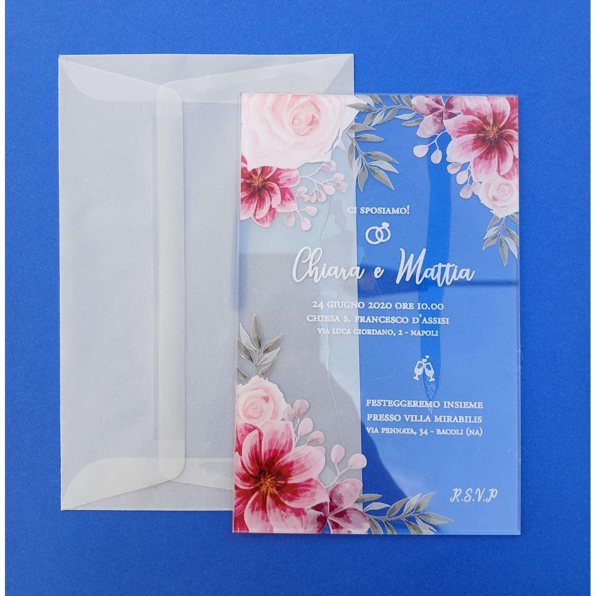 Partecipazione Nozze mod. Plexiglass f.to 11x17 senza busta