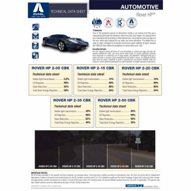 Pellicola solare auto ROVER HP 05 CBK - app. int. semi riflettente 40 micron altezza bobina mm1000 - VENDITA AL mt/l