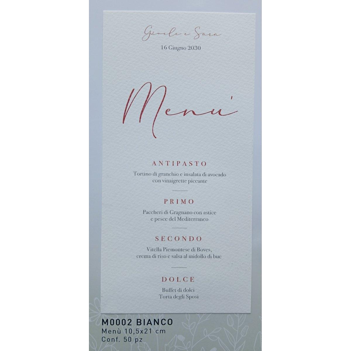 Menu f.to 10,5x21 BIANCO conf. da 50pz art. M0002